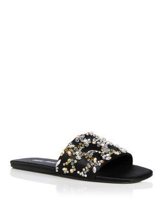 Miu Miu Women's Embellished Silk Slide Sandals