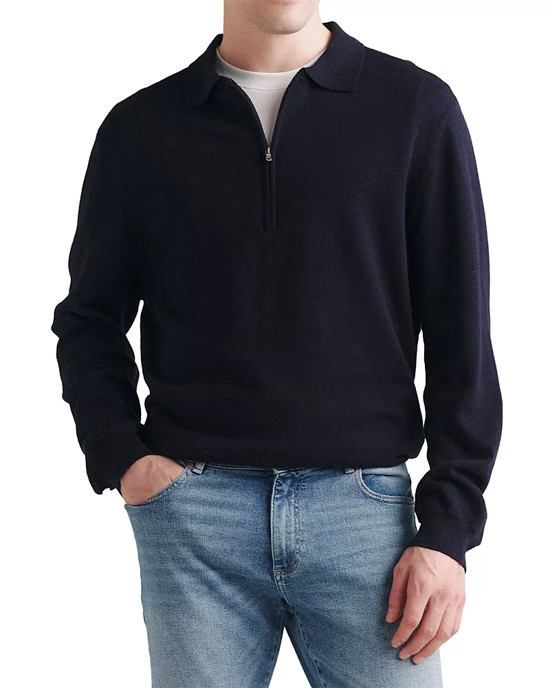 DL1961 Cotton & Cashmere Quarter Zip Polo Sweater