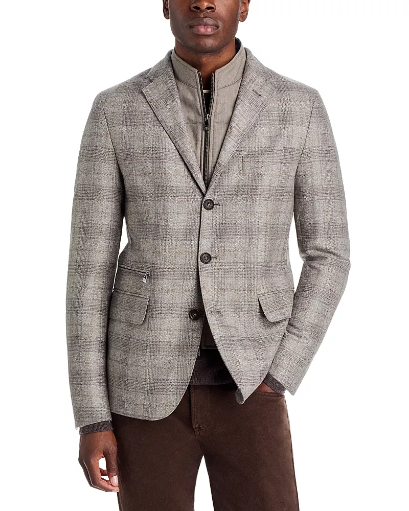 Corneliani Wool Plaid Flannel Jacket & Removable Insert