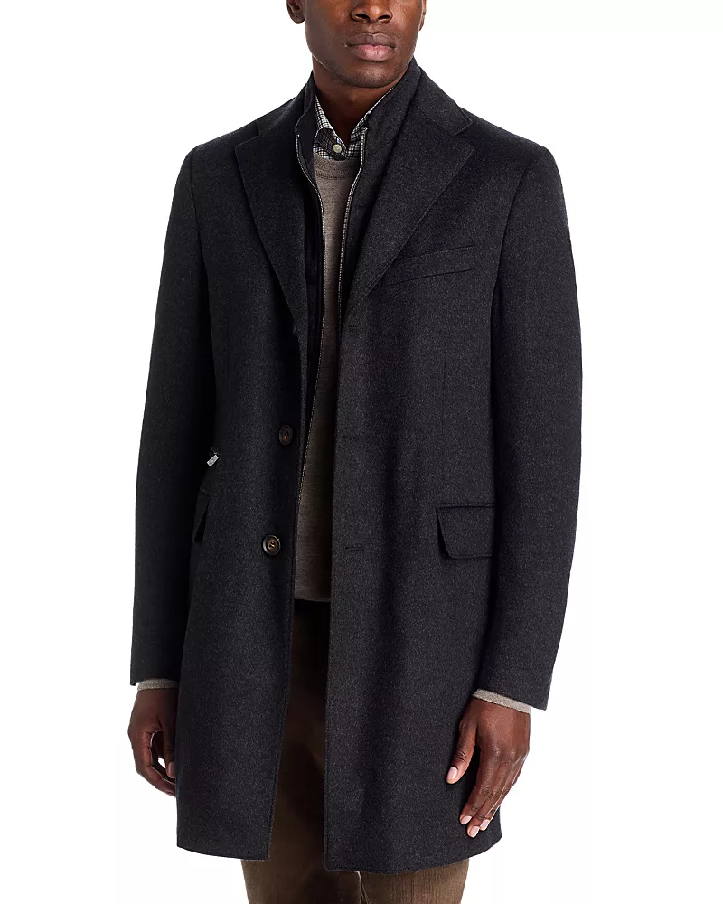 Corneliani Wool Id Topcoat & Removable Zip Bib