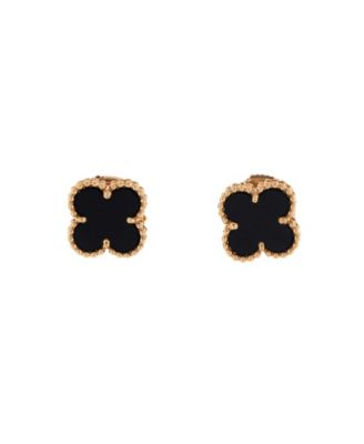  Sweet Alhambra Stud Earrings 18K Gold and Onyx