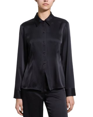 Cutaway Satin Button Down Shirt