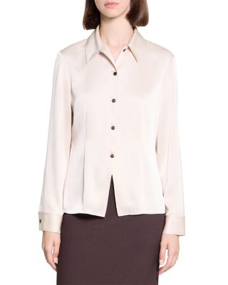 Theory Cutaway Satin Button Down Shirt