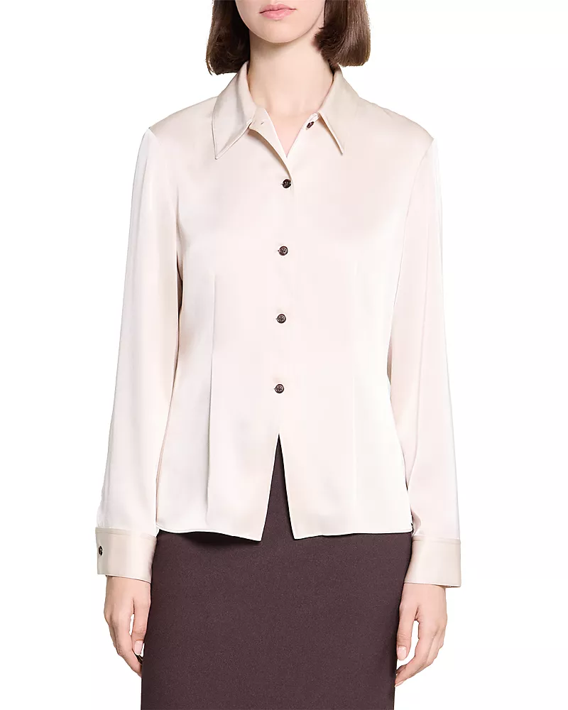 Theory Cutaway Satin Button Down Shirt