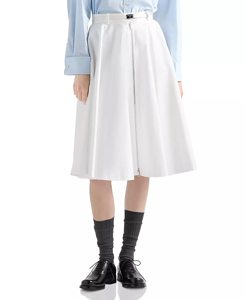 Prada Chino Midi-Skirt with Zipper