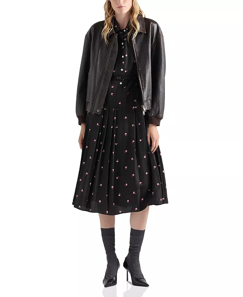 Prada Floral Print Washed Silk Dress