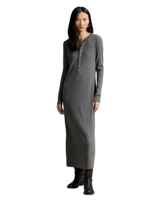 Ribbed Henley Maxi Dress