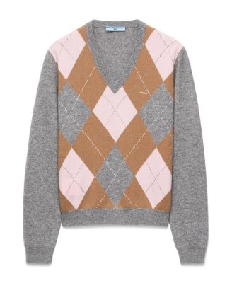  Argyle Cashmere V-Neck Sweater