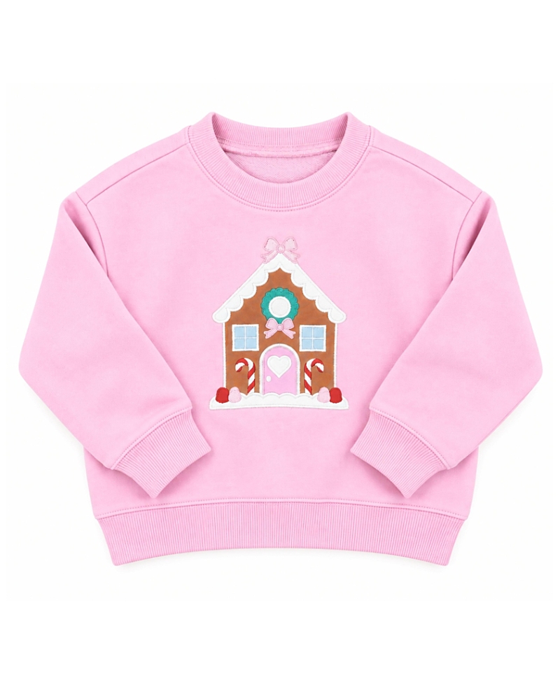 Bits & Bows Girls' Gingerbread House Crewneck Sweatshirt - Baby, Little Kid, Big Kid