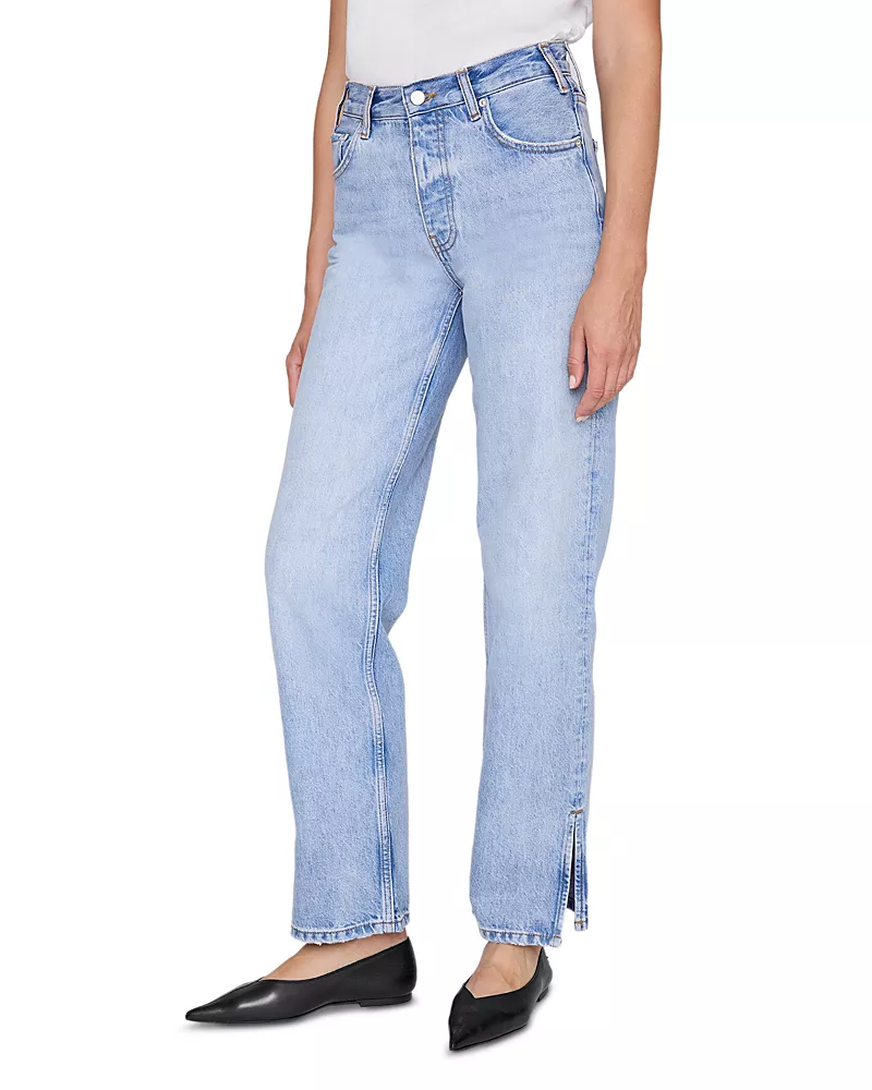 Anine Bing Roy High Rise Wide Leg Jeans in Blue