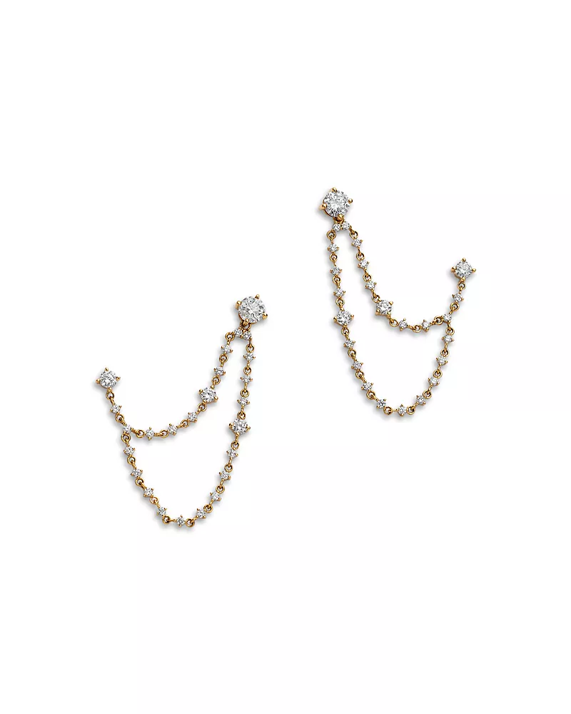Bloomingdale's Fine Collection Diamond Round-Cut Chain Drop Earrings in 14K Yellow Gold, 1.30 ct. t. w.