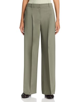 Tiana Wool Pleated Wide Leg Pants - Exclusive