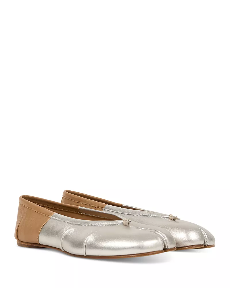 Maison Margiela Women's Tabi Two Tone Leather Ballet Flats