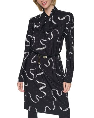 Bow Tie Long Sleeve Knee Length Dress – Exclusive