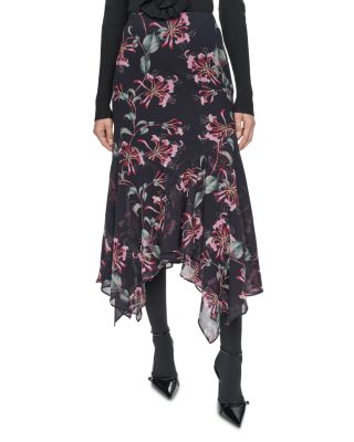 Sonia Rykiel Floral Print Handkerchief Midi Skirt