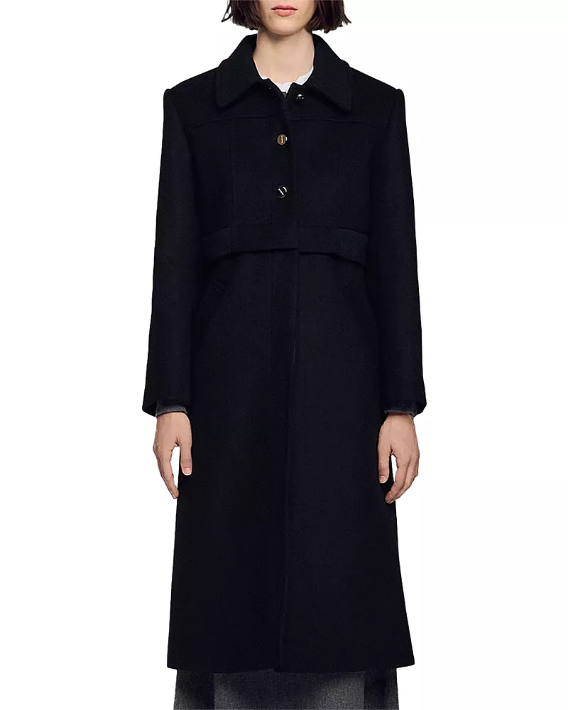 Sandro Clayton Wool Blend Layered Look Coat