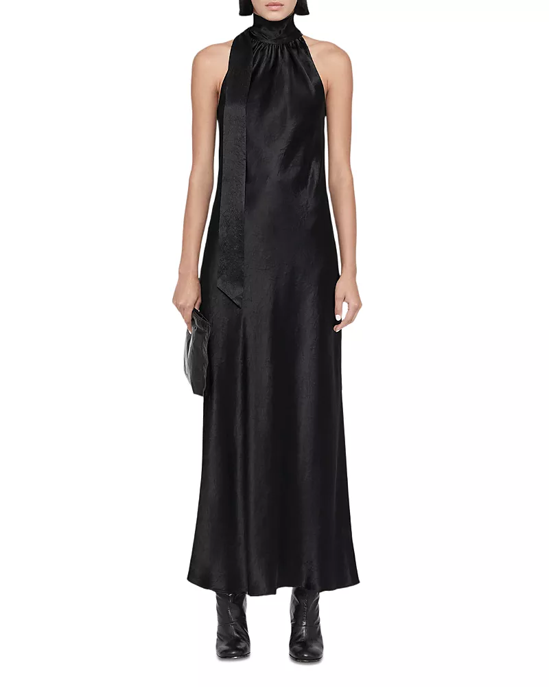 Allsaints Beril Satin Halter Slip Dress