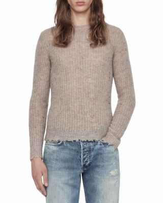 Parx Distressed Rib Knit Crewneck Sweater
