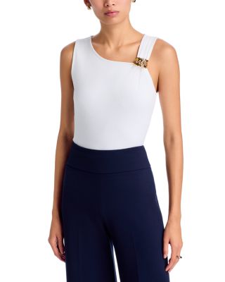 Deylin Stretch Cotton Embellished Asymmetric Top