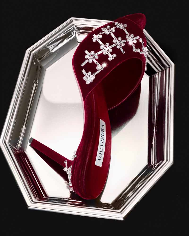 NEW! Aquazzura Women's Velvet Sugar Mule Sandals - Exclusive by Bloomingdale's