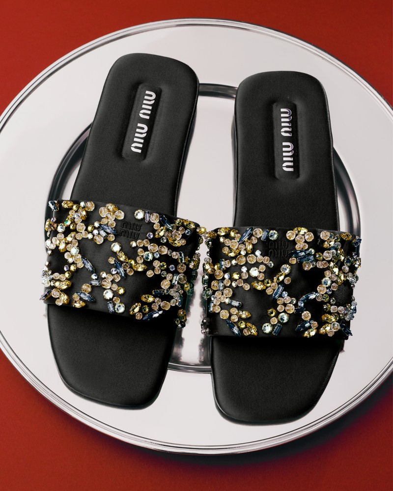 Miu Miu Women's Embellished Silk Slide Sandals - Exclusive by Bloomingdale's
