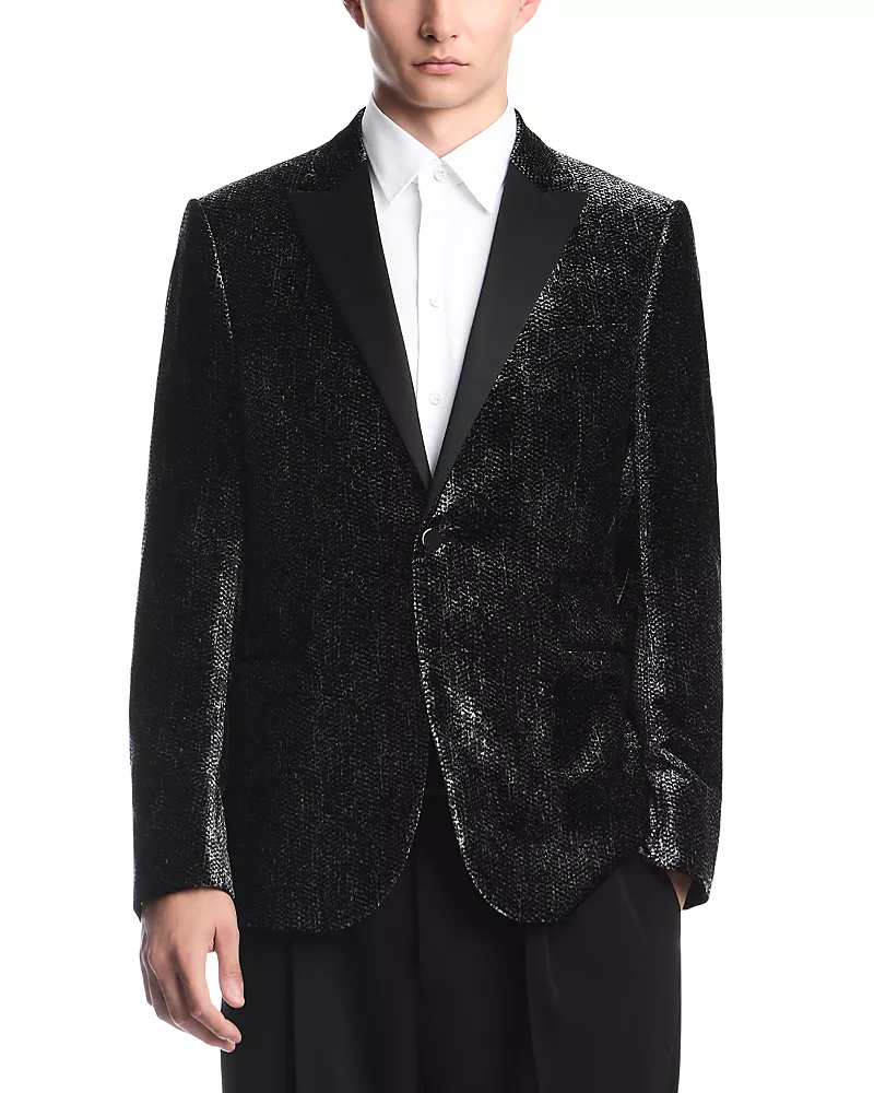Emporio Armani Velvet Micro Pattern Tuxedo Jacket