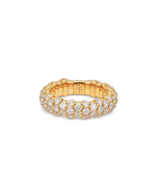 18K Yellow Gold Stretch Diamond Multirow Statement Band, 2.57 tcw