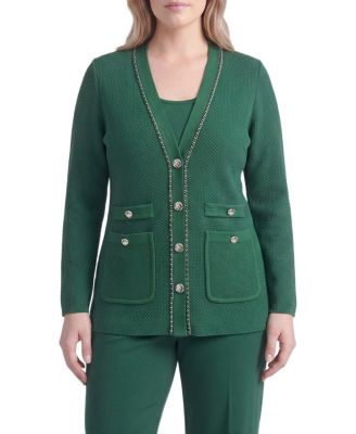 Plus Tonal Chain Trim Knit Jacket
