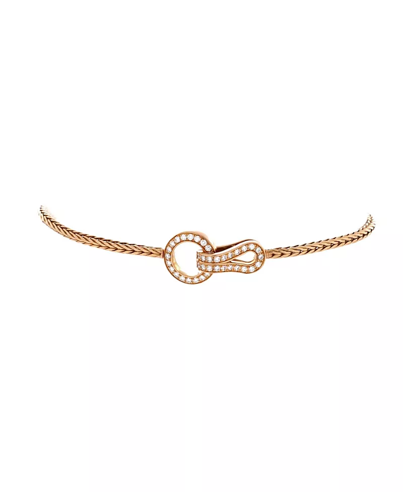 Pre-Owned Cartier Agrafe Wheat Chain Bracelet 18K Gold with Diamonds