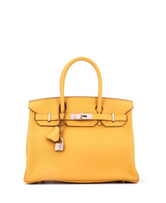 Birkin 30 Handbag Yellow Togo with Palladium Hardware