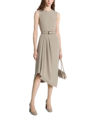 Stretch Wool Draped Sheath Dress