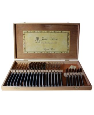  Flatware Set in Wood Presentation Box, Set of 24