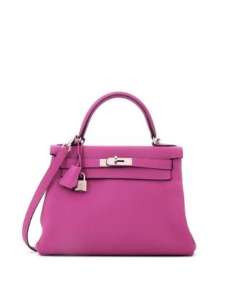 Kelly 28 Handbag Pink Togo with Palladium Hardware