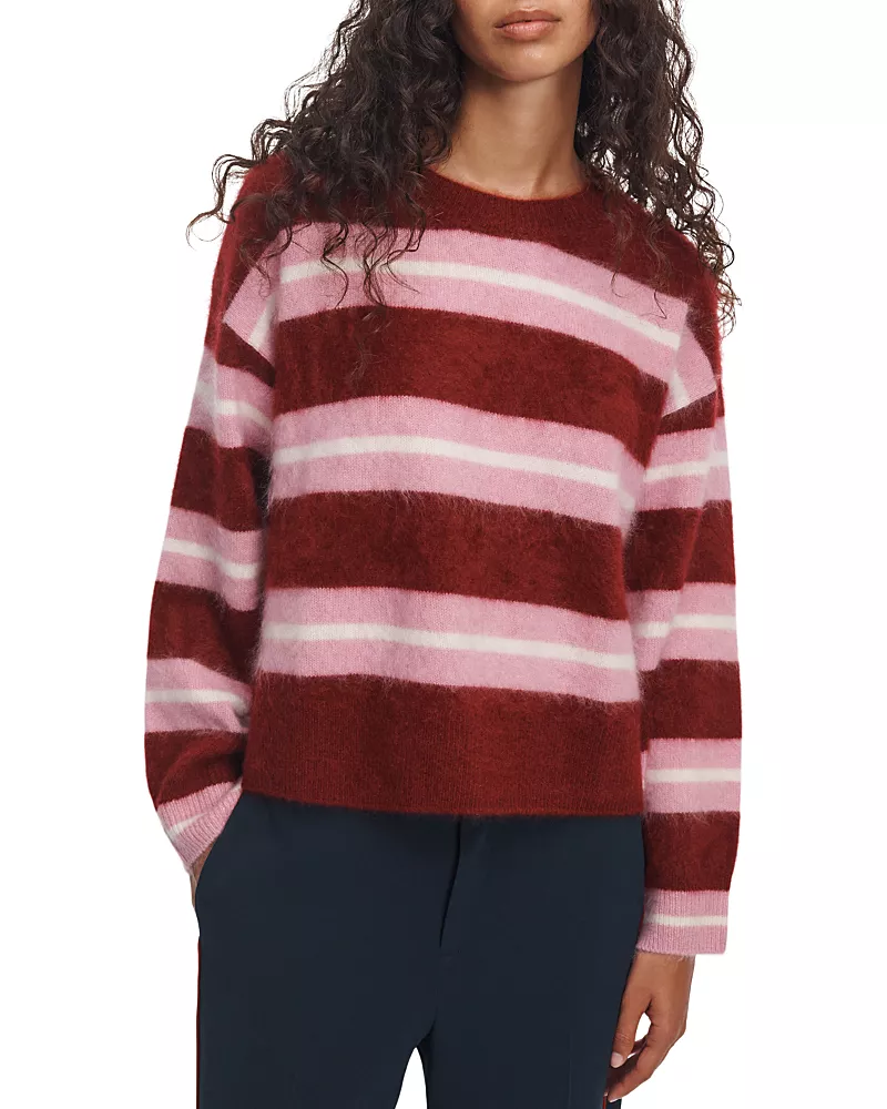 rag & bone Jada Brushed Cashmere Striped Crewneck Sweater