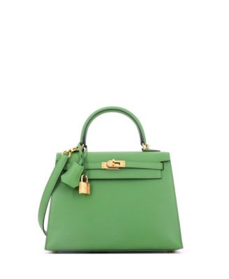 Kelly 25 Handbag Green Epsom with Gold Hardware