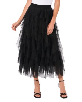 CeCe Ruffled Tulle Midi Skirt