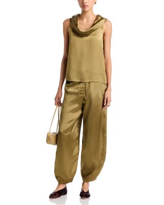 Viola Cowl Neck Satin Tank Top & Cassie Satin Balloon Pants