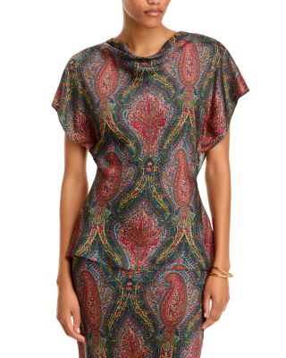 Veronica Beard Redgrave Cowl Neck Short Sleeve Top