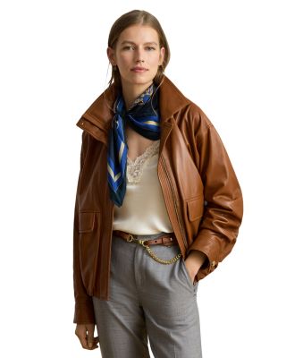 Leather Funnel Neck Flight Jacket