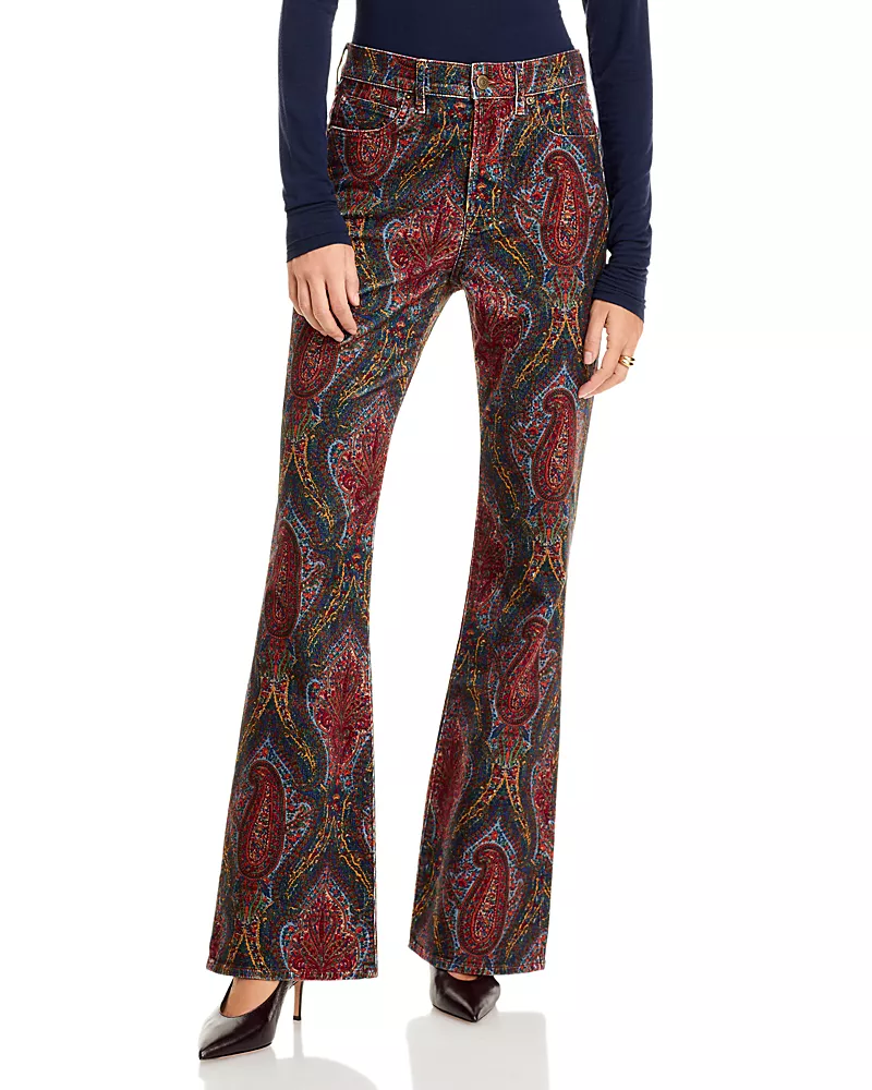 Veronica Beard Beverly High Rise Flare Jeans in Paisley Cord