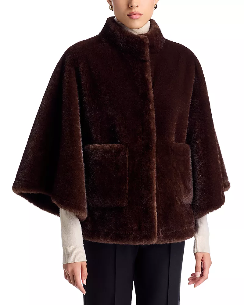 Bernardo Faux Fur Poncho Jacket
