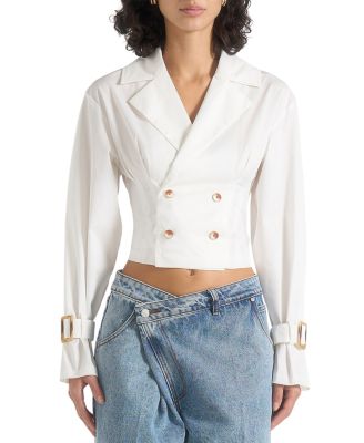 Andrea Double Breasted Cropped Shirt with Balloon Sleeves