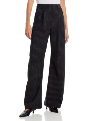 Pinstripe Canvas Wide Leg Pants