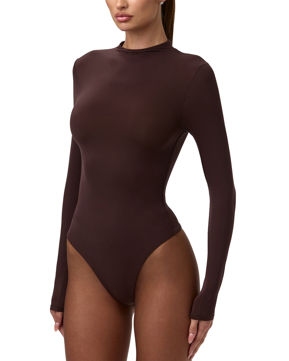 Mock Neck Long Sleeve Thong Bodysuit thumbnail 3