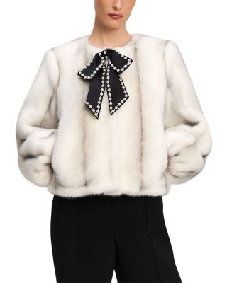Faux Fur Bow Trim Jacket