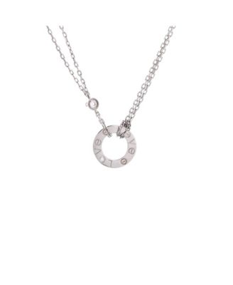  2 Diamonds Love Pendant Necklace 18K White Gold with Diamonds, 16"