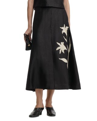 By Malene Birger Josefin Floral Applique A Line Midi Skirt