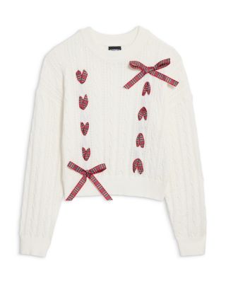 Girls' Libby Cotton Cable Knit Ribbon Sweater – Big Kid