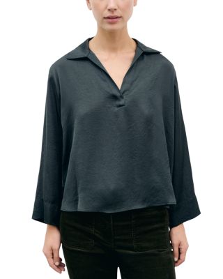 Lorea Collared Satin Blouse