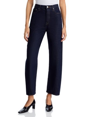 Twisted Seam Dropped Rise Barrel Leg Jeans in Rinsed Blue
